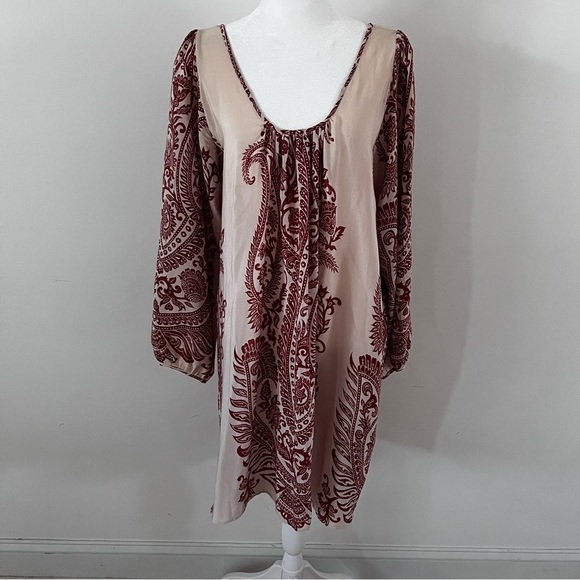 Anu Dresses & Skirts - Anu Boho Paisley Printed Silk Blend Silk Long Sleeve Dress |Size